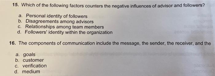 15. Which of the following factors counters the