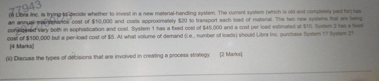(i) Libra Inc. is trying to decide whether to