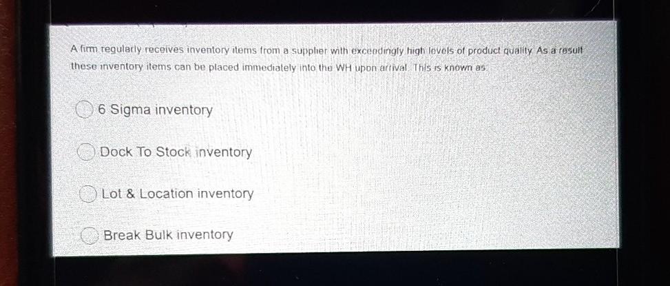 A firm regularly receives inventory items from a