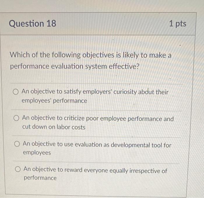 Question 18 1 pts Which of the following