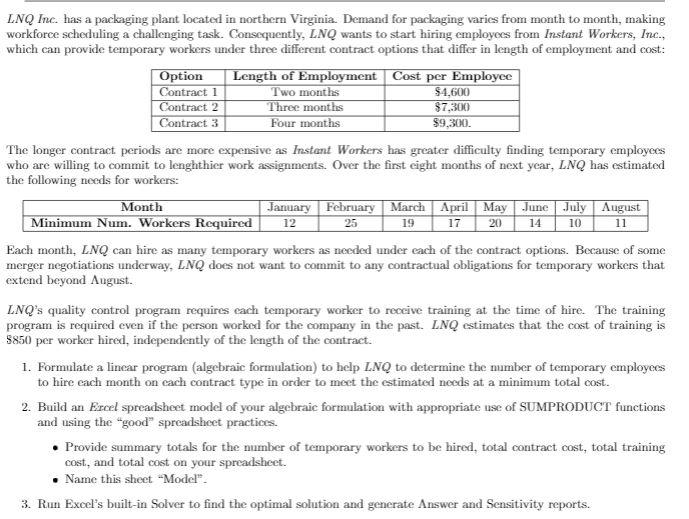 Question #3 please Question #3 please LNQ Inc.
