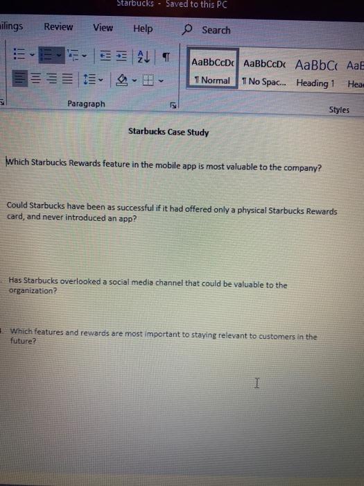 Starbucks - Saved to this PC ilings Review View