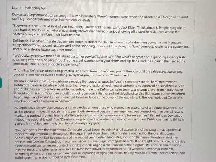 Lauren's balancing Act DeMarco's Department Store