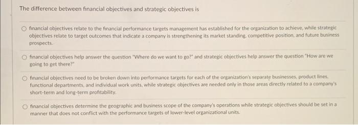 The difference between financial objectives and