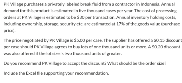 PK Village purchases a privately labeled break