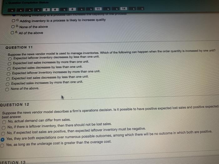 number 11 5 14 C. Adding inventory to a process