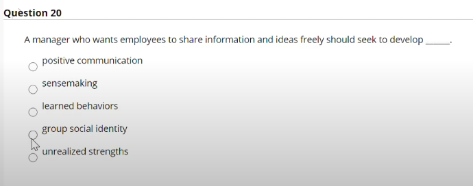 Question 20 A manager who wants employees to