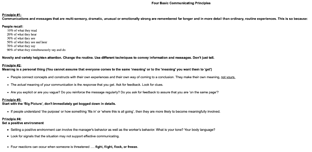 Type or For each one of the Four Principles for