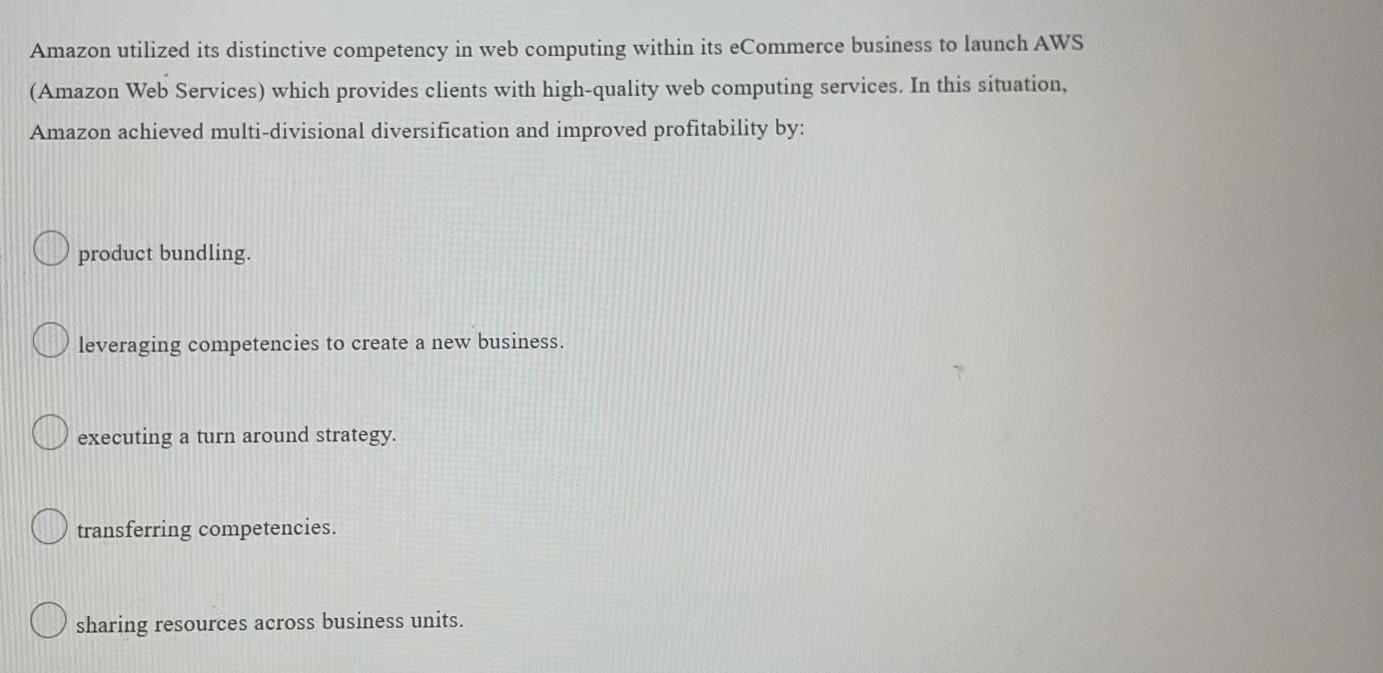 Amazon utilized its distinctive competency in web