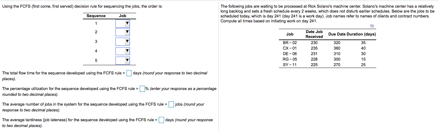 DATA: Using the FCFS (first come, first served)