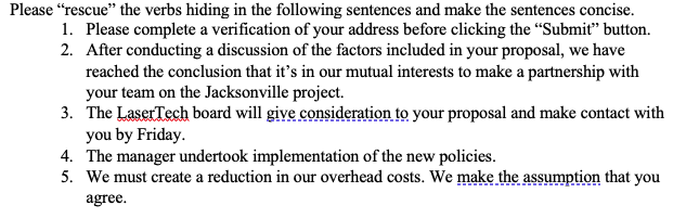 Please rescue the verbs hiding in the following