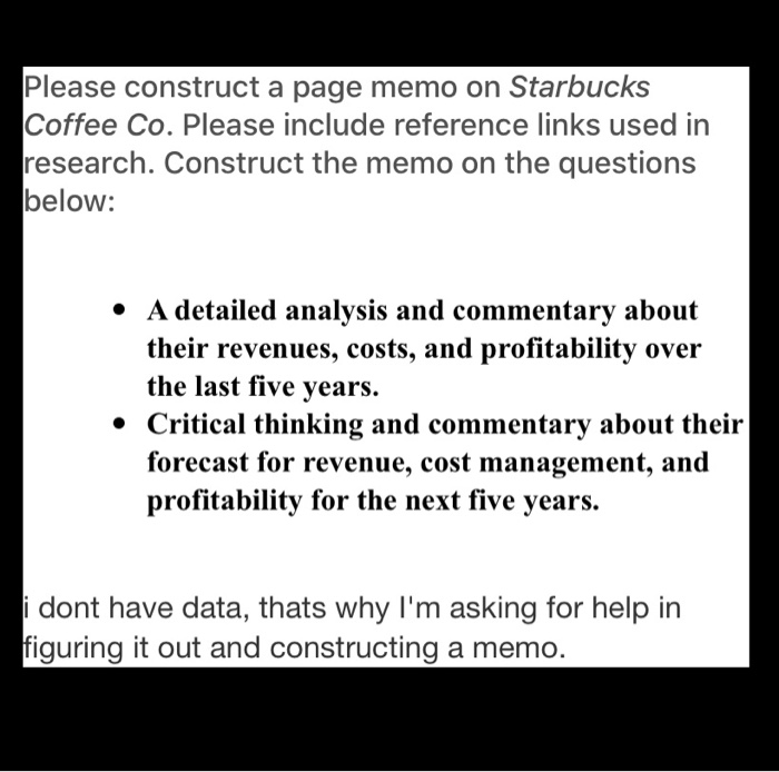 Please construct a page memo on Starbucks Coffee