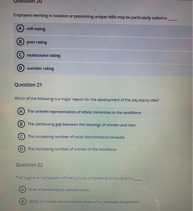 Employees working in isolation or possessing