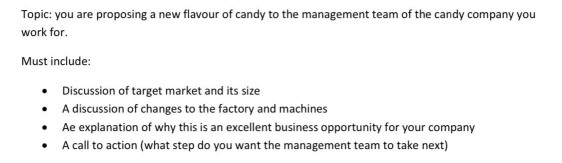 Topic: you are proposing a new flavour of candy