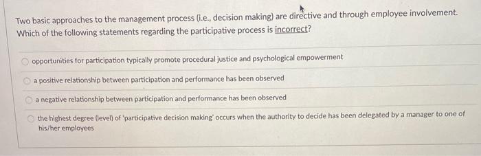Two basic approaches to the management process
