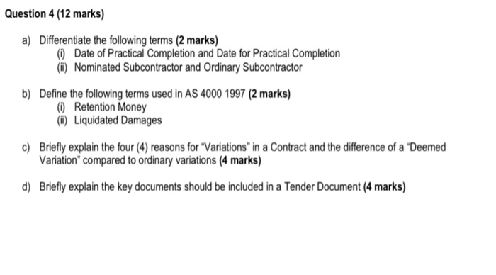Question 4 (12 marks) a) Differentiate the