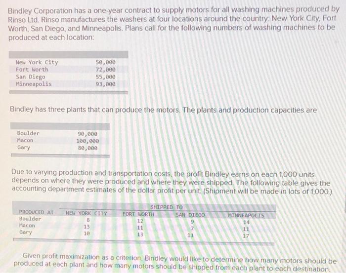 Bindley Corporation has a one-year contract to