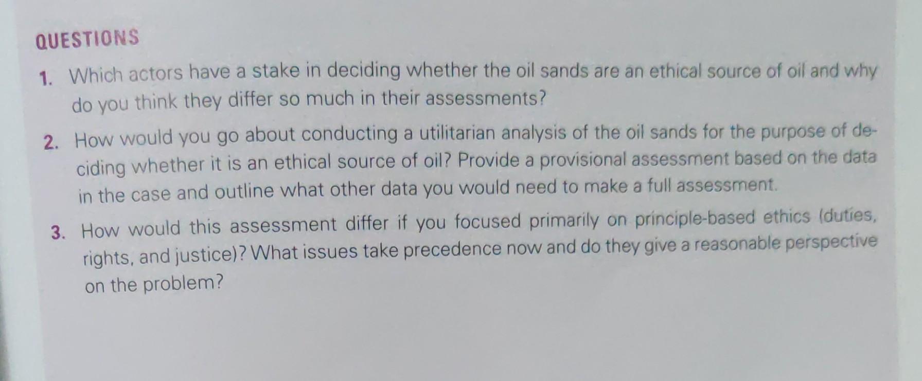 QUESTIONS 1. Which actors have a stake in