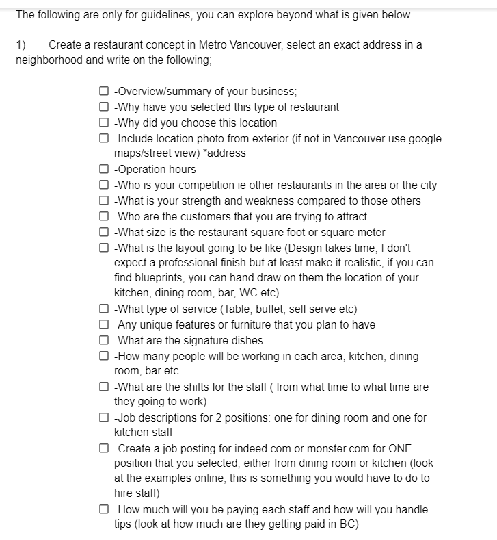 The following are only for guidelines, you can