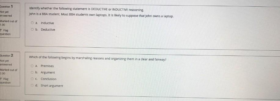 ime left uestion 1 lot yet Identify whether the