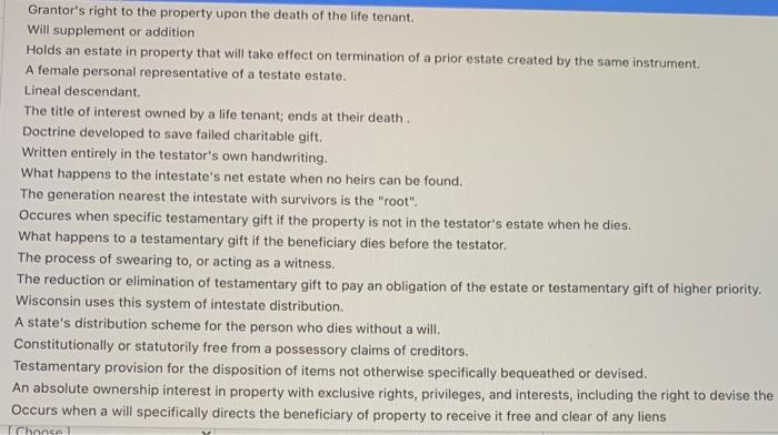 Match the definitions. abatement ademption