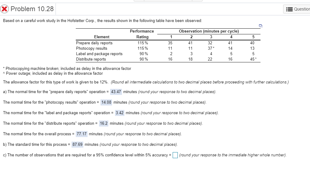 Problem 10.28 Questior Based on a careful work