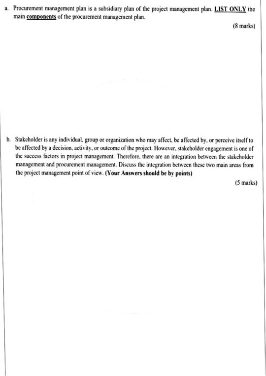 Q1. [25 Marks) a. Procurement processes: