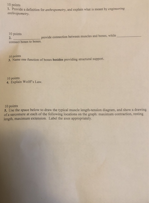 10 points 1. Provide a definition for