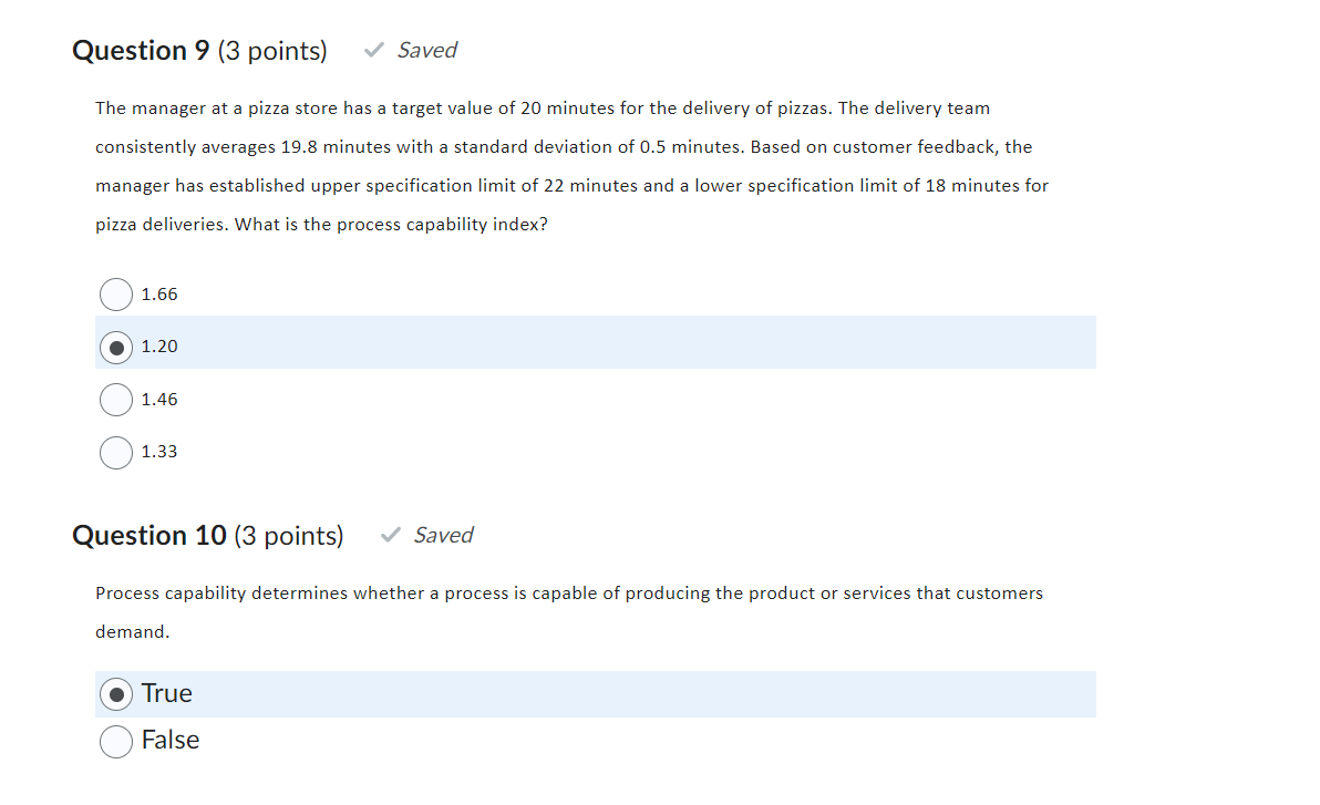 The manager at a pizza store has a target value