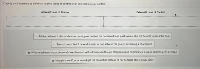 Classity each example as either an internal locus