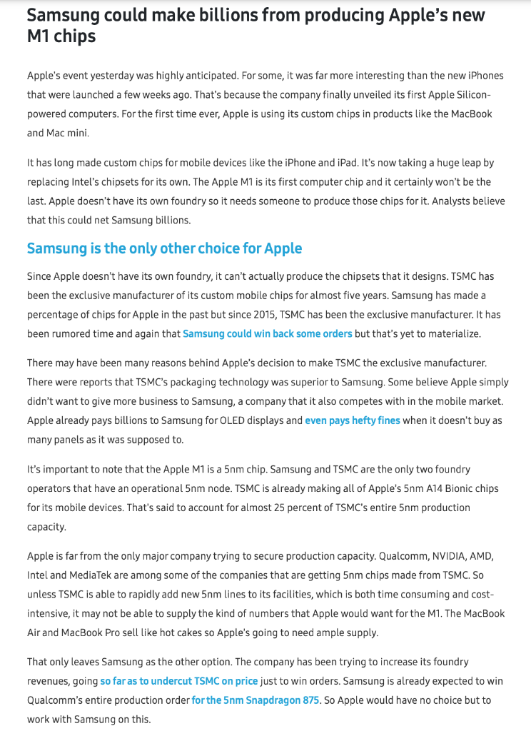 Take a position as to whether Apple has made the