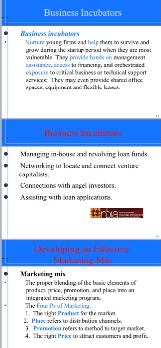 What is the purpose of business incubators in the