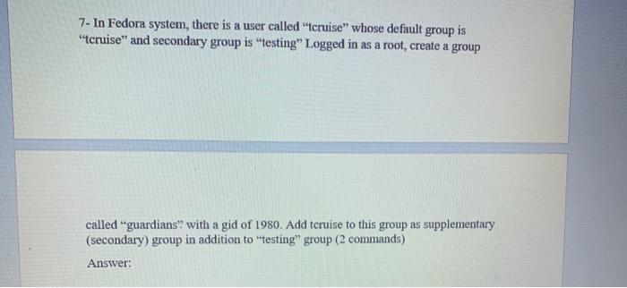 linux 7- In Fedora system, there is a user called