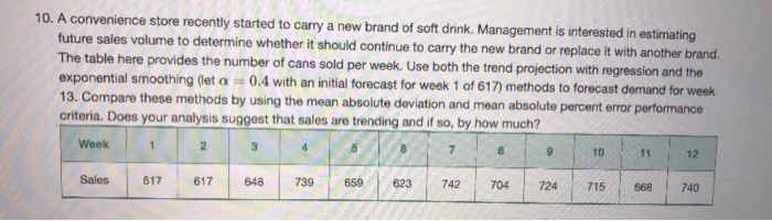 exponential smoothing method only 10. A