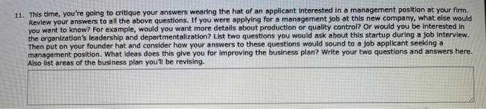 11. This time, you're going to critique your