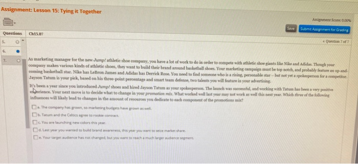 Assignment: Lesson 15: Tying it Together