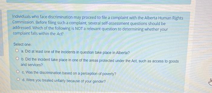 Individuals who face discrimination may proceed