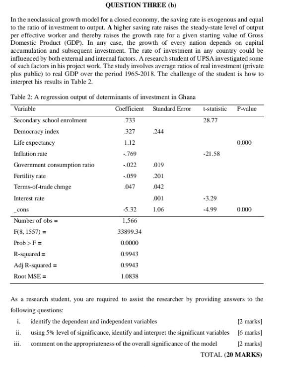 .733 QUESTION THREE (b) In the neoclassical