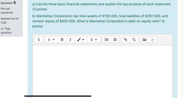 Question 4 Not yet answered Marked out of 5.00 P