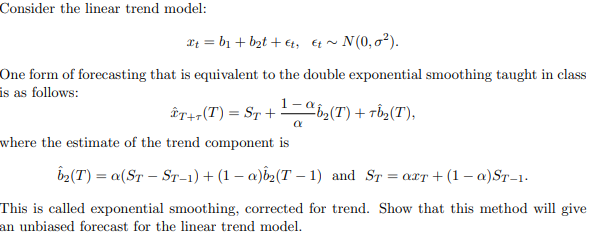 Consider the linear trend model: It = b + bat +