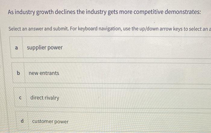 As industry growth declines the industry gets