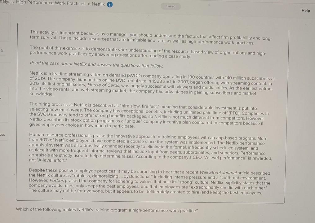 nalysis: High Performance Work Practices at