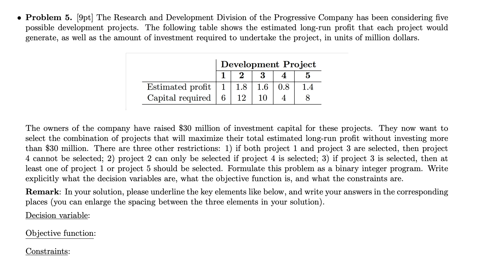 Problem 5. [9pt] The Research and Development