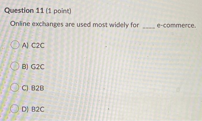 Question 11 (1 point) Online exchanges are used