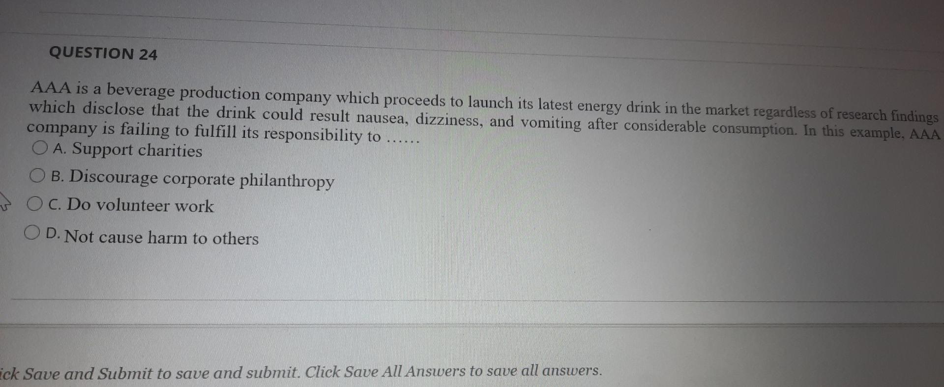 QUESTION 24 IMA AAA is a beverage production