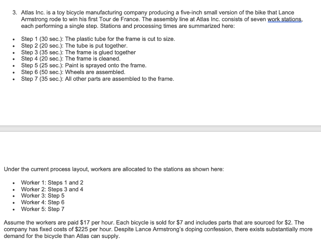 3. Atlas Inc. is a toy bicycle manufacturing