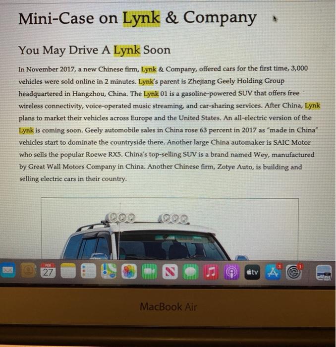 Mini-Case on Lynk & Company You May Drive A Lynk