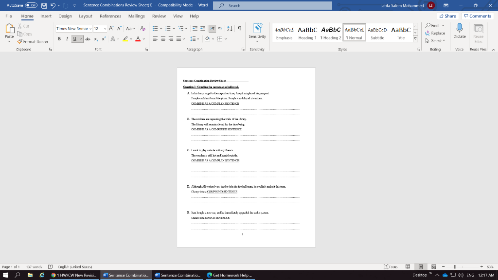 AutoSave C H 205 Sentence Combinations Roxicw