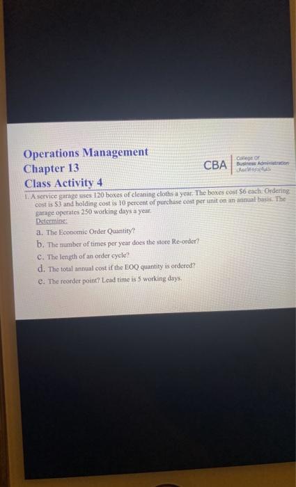 Operations Management co Chapter 13 CBA Bu aradan