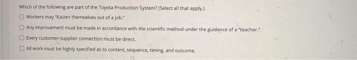 Which of the following are part of the Toyota